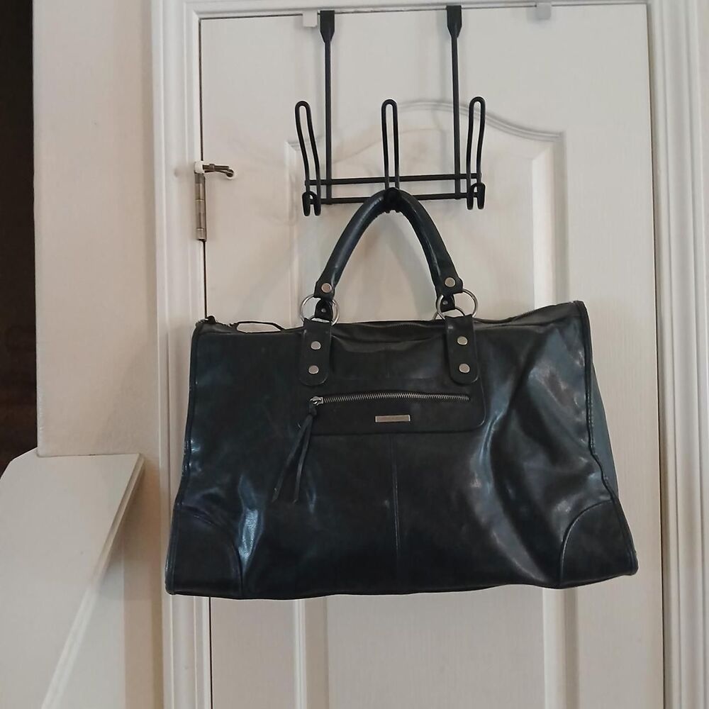 Y2K Vintage Victoria's Secret Black Leather Large Weekender Duffle Bag Mcbling